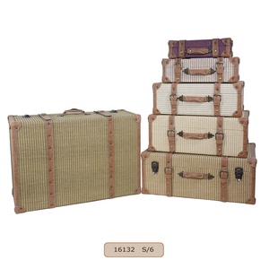 Mới cổ điển bằng gỗ lưu trữ hành lý Vali thân cây Bộ hình chữ nhật hình dạng cho trang trí nội thất - Product Image 1