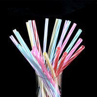 Pailles en plastique colorées, droites, extra longues, de qualité alimentaire, jetables, transparentes, en PP, à rayures, accessoires de bar, écologiques, CE