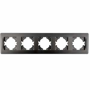Marco da incasso a 5 elementi orizzontali in grafite, ideale per installazioni elettriche e progettazione d'interni. - Product Image 1