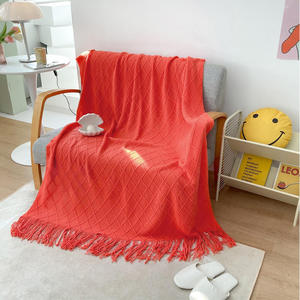 Style européen couleur unie simple <span class=keywords><strong>sieste</strong></span> gland tricoté lit canapé décontracté décoratif couvertures portables pour l'hiver Style moderne - Product Image 5