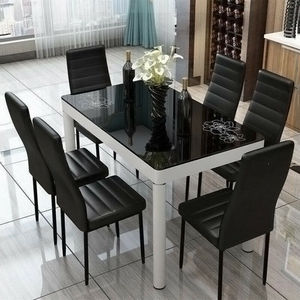 Juego <span class=keywords><strong>de</strong></span> Mesa <span class=keywords><strong>de</strong></span> Comedor Negra Moderna y <span class=keywords><strong>4</strong></span> <span class=keywords><strong>Sillas</strong></span> <span class=keywords><strong>de</strong></span> Cuero Sintético, Muebles <span class=keywords><strong>de</strong></span> Cocina, Mesa <span class=keywords><strong>de</strong></span> Vidrio Templado con <span class=keywords><strong>4</strong></span> <span class=keywords><strong>Sillas</strong></span> - Product Image 3
