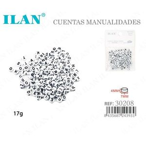 Cuentas Ilan con Letras 4mm Blanco Negro 17g para Manualidades - Product Image 3