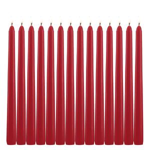 Oshine Bougies coniques artisanales <span class=keywords><strong>de</strong></span> 10 pouces, lot <span class=keywords><strong>de</strong></span> 12, non parfumées, sans fumée, sans gouttelettes, longue durée <span class=keywords><strong>de</strong></span> combustion (8 heures), rouge, <span class=keywords><strong>d</strong></span>écoration <span class=keywords><strong>d</strong></span>'intérieur - Product Image 1