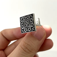 Boutons de manchette en acier inoxydable argenté avec logo personnalisé, vente en gros, coffret cadeau pour hommes
