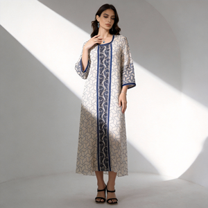 Robe Abaya de Soirée en Polyester Brodé de Luxe Personnalisée de Haute Qualité en Gros pour Femmes Musulmanes - Product Image 2