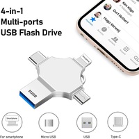 Whosale Otg pena Drive Tipe C Otg Usb Flash Drive 2.0 untuk telepon I Pad 128GB Usb 2.0 4 in 1 Flash Drive Usb C