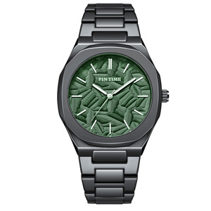 Montre pour homme d'affaires, nouveau style, tendance - montre à quartz étanche avec relief tridimensionnel en forme de feuille - Product Image 1