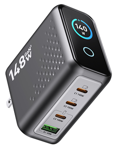 <span class=keywords><strong>Chargeur</strong></span> USB C PD3.0 140W GaN avec écran LED, <span class=keywords><strong>chargeur</strong></span> mural pour téléphone série 17 16 / <span class=keywords><strong>chargeur</strong></span> de voyage triple USB C <span class=keywords><strong>à</strong></span> charge rapide - Product Image 6