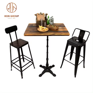 Popular <strong>Design</strong> Table Restaurant square <strong>Industrial</strong> Iron Leg Furniture Black Metal <strong>Top</strong> Cafe Bistro square Dining Table Restaurant - Product Image 6