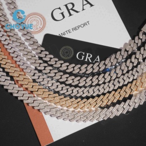ลดราคาพิเศษ สร้อยคอเงินแท้ S925 ขนาด 10 มม. แบบ Cuban Link 2 แถว ประดับเพชรโมอิสซาไนต์ สไตล์ฮิปฮอป เครื่องประดับคุณภาพสูง สร้อยคอผู้ชาย ผ่านการทดสอบเพชร GRA - Product Image 6