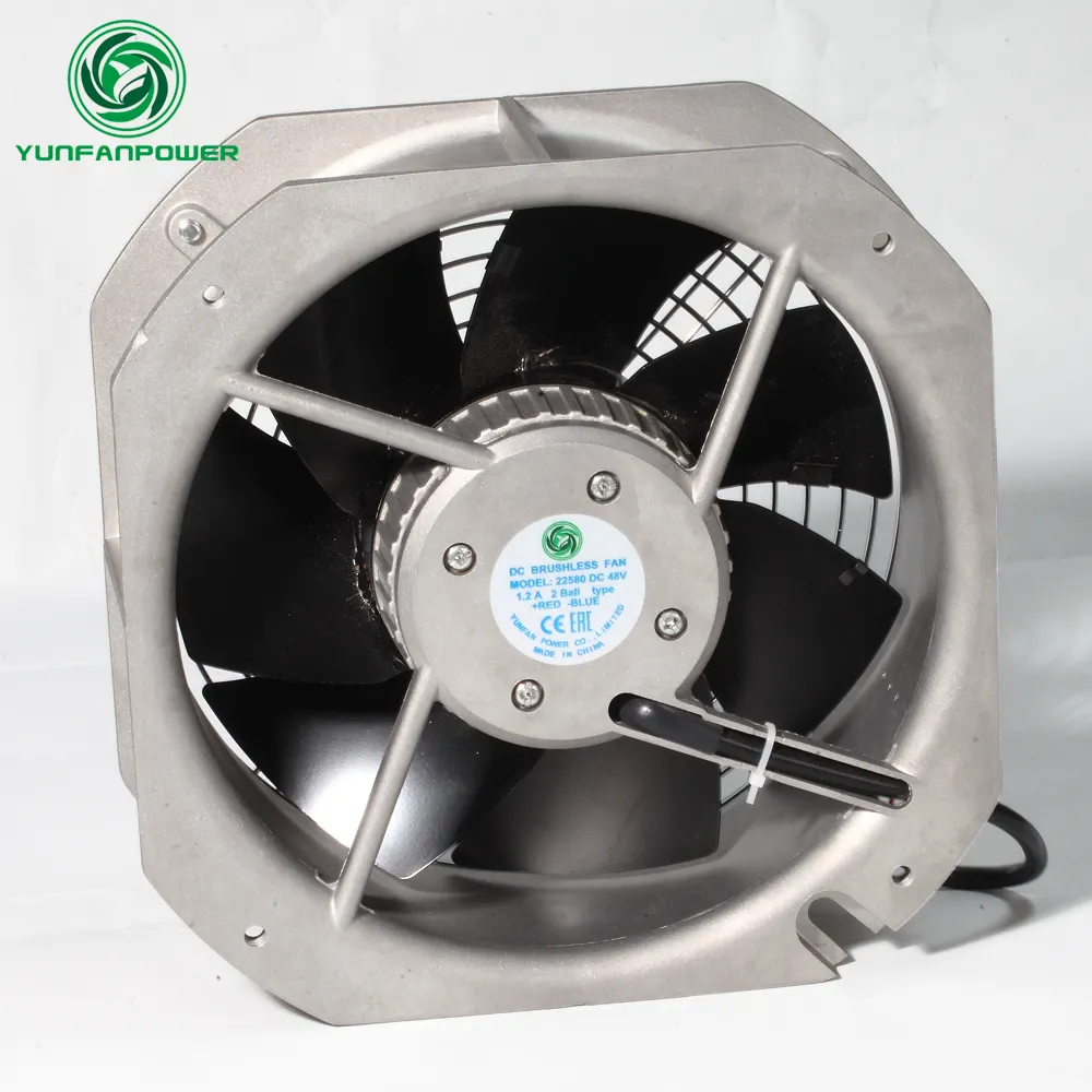 DC 22580 metal frame metal balde DC cooling fan 48Volt 225*80mm 2800RPM speed 580CFM airflow