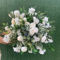 O-331 personnalisé soie grande boule de fleurs de mariage centres de table mariage soie fleurs blanches et vertes pièce maîtresse