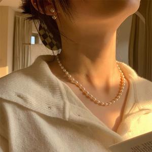 Collar Ajustable de Cuentas de Oro de 14k con Perla Natural de Agua Dulce, Estilo Retro y Delicado para Blogueros de Instagram - Product Image 1