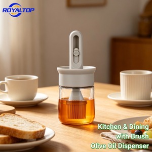 Récipient de stockage pour la cuisine, couvercle anti-fuite, pot en verre rond de 150 ml/5 oz avec brosse en silicone pour l'huile d'olive, le miel, la confiture - Product Image 2