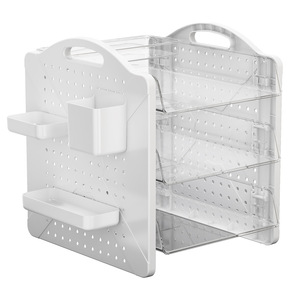 Pegboard <b>Desktop</b> <b>Shelf</b> 3 Tier Transparent Cream Color Office Organizer Study Desk Storage Rack - Product Image 5