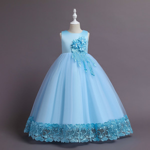 Estate <span class=keywords><strong>Tulle</strong></span> fiore ragazze vestito per la festa di nozze bambino principessa spettacolo abito lungo per bambini abiti per ragazze formale abiti da sera - Product Image 6