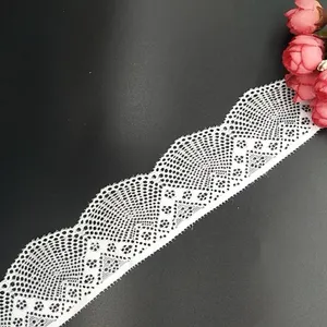 Stock Sample Free Wholesale spandex lace width 5 cm French lace elastic White lace trim for clothing wedding