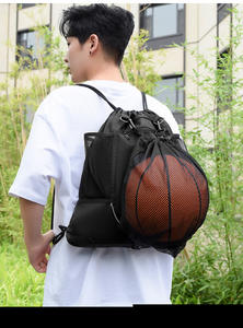 Nueva Mochila Deportiva Resistente para Exteriores, Negra, con Cordón, para Baloncesto, con Bolsillo Frontal de Malla - Product Image 6