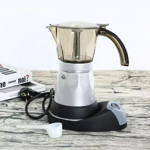 Moka Pot eléctrico 6 tazas 300ml estufa Espresso <span class=keywords><strong>Maker</strong></span> portátil de acero inoxidable <span class=keywords><strong>Mocha</strong></span> Pot Percolador cafeteras italianas - Product Image 2