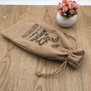Rustic Hemp Burlap Linen Drawstring Christmas Jute <strong>Wine</strong> Bottle <strong>Bag</strong> Gift <strong>Wine</strong> Packaging <strong>Bag</strong> - Product Image 4