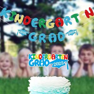 Детский сад, 2025 блестящие бумажные украшения для торта, товары для украшения вечеринки, баннеры для выпускных вечеринок - Product Image 2