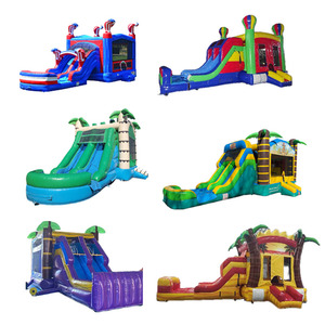 Structure <span class=keywords><strong>gonflable</strong></span> commerciale combinée avec toboggan aquatique, thème tropical, <span class=keywords><strong>château</strong></span> <span class=keywords><strong>gonflable</strong></span> pour la location événementielle - Product Image 2