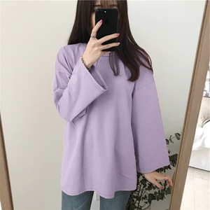 Solide lâche à manches longues <span class=keywords><strong>chaud</strong></span> femmes doux bonbons couleurs haut en gros polyester femmes <span class=keywords><strong>t</strong></span>-<span class=keywords><strong>shirt</strong></span> uni - Product Image 2
