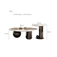 Base de luxe en acier inoxydable pierre frittée ensemble de table basse ronde Table d'appoint combinaison pour salon canapé Table centrale