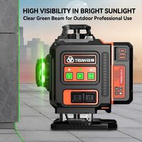 Niveau laser 3D professionnel industriel 7199-3, 12 lignes, faisceau vert, haute précision 0,2 mm/m, batterie rechargeable 5200 mAh, 10 m, IP54