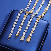 Vente en gros de bijoux tendance de luxe en laiton 8mm avec zircon et diamant Collier à chaîne de tennis Halo Star pour hommes et femmes Cadeau