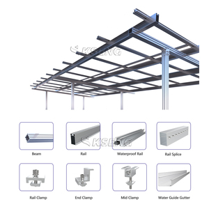 Structure de <span class=keywords><strong>support</strong></span> de carport solaire en aluminium imperméable, rails de montage de <span class=keywords><strong>panneaux</strong></span> <span class=keywords><strong>solaires</strong></span>, inclinaison de 0 à 60 degrés, orientation paysage/portrait - Product Image 4