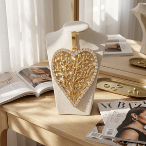 Colgante de corazón con árbol de la vida y diamantes cultivados en laboratorio, joyería familiar fina, regalo para mujeres, accesorio con encanto de amor brillante - Product Image 2