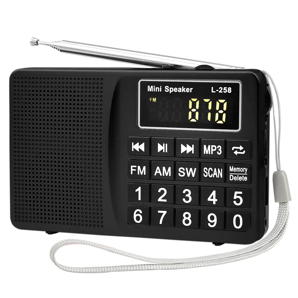 LCJ L-258 Digital Portabel, Penerima Radio Multi Band Mw Am Fm Sw dengan Slot Kartu Tf Sd Usb