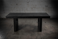 Modem meubles de ferme en bois de luxe brutal carré en bois véritable 6 Saeater Table à manger de cuisine en bois