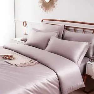 Conjunto de lençóis de cama luxuoso de algodão egípcio 1000TC, lençol de algodão para edredom e colcha, tecido de seda macio e macio