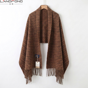 Écharpe pour femme Landfond, nouvelle collection coréenne à motif <span class=keywords><strong>pied</strong></span>-<span class=keywords><strong>de</strong></span>-<span class=keywords><strong>poule</strong></span>, châle long <span class=keywords><strong>de</strong></span> luxe en polyester respirant imprimé, étole chaude pour l'hiver - Product Image 4