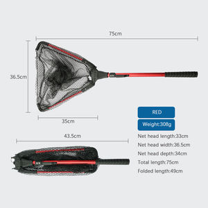 Meirun – Filets de pêche pliables et télescopiques à prix abordables pour la pêche à la mouche et la pêche à la <span class=keywords><strong>carpe</strong></span> – Épuisette de pêche rouge - Product Image 4