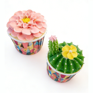 Pequeños cupcakes de plástico hechos a mano, decorados con glaseado fino, cactus, girasol, rosa, flor, fresa, rosa, verde, bonitos, ecológicos - Product Image 4