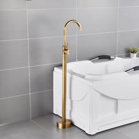 Robinet de baignoire monocommande en laiton poli de haute qualité XILAIDUN avec valve en céramique et douchette pluie pour salle de bain, mitigeur à poser au sol
