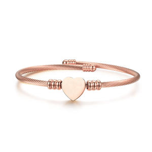 Braccialetto a forma di <span class=keywords><strong>cuore</strong></span> in acciaio inossidabile Color oro rosa braccialetto a forma di <span class=keywords><strong>cuore</strong></span> cavo intrecciato in acciaio inossidabile braccialetti aperti a forma di <span class=keywords><strong>cuore</strong></span> - Product Image 5