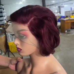 วิกผมพิกซี่สั้นสำหรับผู้หญิงผิวดำวิก<span class=keywords><strong>ผม</strong></span>คนบราซิลเลี่ยน<span class=keywords><strong>ผม</strong></span>แท้แบบ99J - Product Image 1