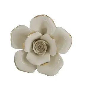 white ceramic 3D flowers handmade desktop for folk Customized Europe art and craft style