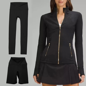 Set di Leggings da Donna con Logo, Stesso Marchio DF, Altamente Elastici, Traspiranti, Tessuto Morbido come Burro, Cerniera Dorata, Yoga di Lusso - Product Image 6