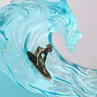 Modèle 3D artisanal en résine marine Requin et Surfiste, Décoration d'intérieur, Cadeaux de récompense, Veilleuse en résine personnalisée, Dropshipping