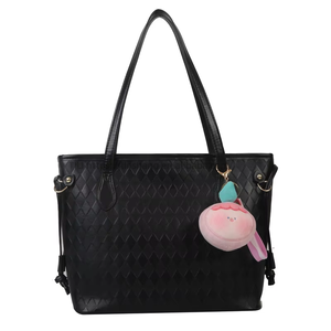 New Arrival Large Capacity <b>Tote</b> Shoulder Bag PU <b>Zip</b> Closure Casual Large Capacity <b>Tote</b> Bag Stylist Rhombic Handbag for Women - Product Image 5