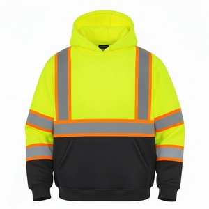 Felpa con Cappuccio ad Alta Visibilità per Lavoro, Classe 2 ANSI, Personalizzabile con Logo, Orlo Elastico, Nastro Altamente Riflettente - Product Image 1