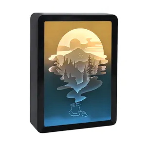 Nuovo prodotto scatola luminosa per ritagli di carta 3D regalo creativo tazza da tè mondo luce notturna a LED personalizzata regalo creativo decorazione della casa