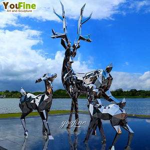 Estatua <span class=keywords><strong>de</strong></span> metal <span class=keywords><strong>de</strong></span> tamaño real, escultura abstracta, estatuas <span class=keywords><strong>de</strong></span> ciervos <span class=keywords><strong>de</strong></span> jardín <span class=keywords><strong>de</strong></span> <span class=keywords><strong>acero</strong></span> inoxidable a la venta - Product Image 2