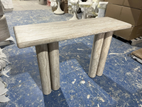 Table console d'entrée moderne minimaliste de luxe vintage avec plateau en marbre travertin pour salon