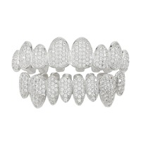 Grillz dentaire Hip Hop Iced Out CZ plaqué or 18 carats, ensemble haut et bas, style vampire, pour hommes, femmes et rappeurs